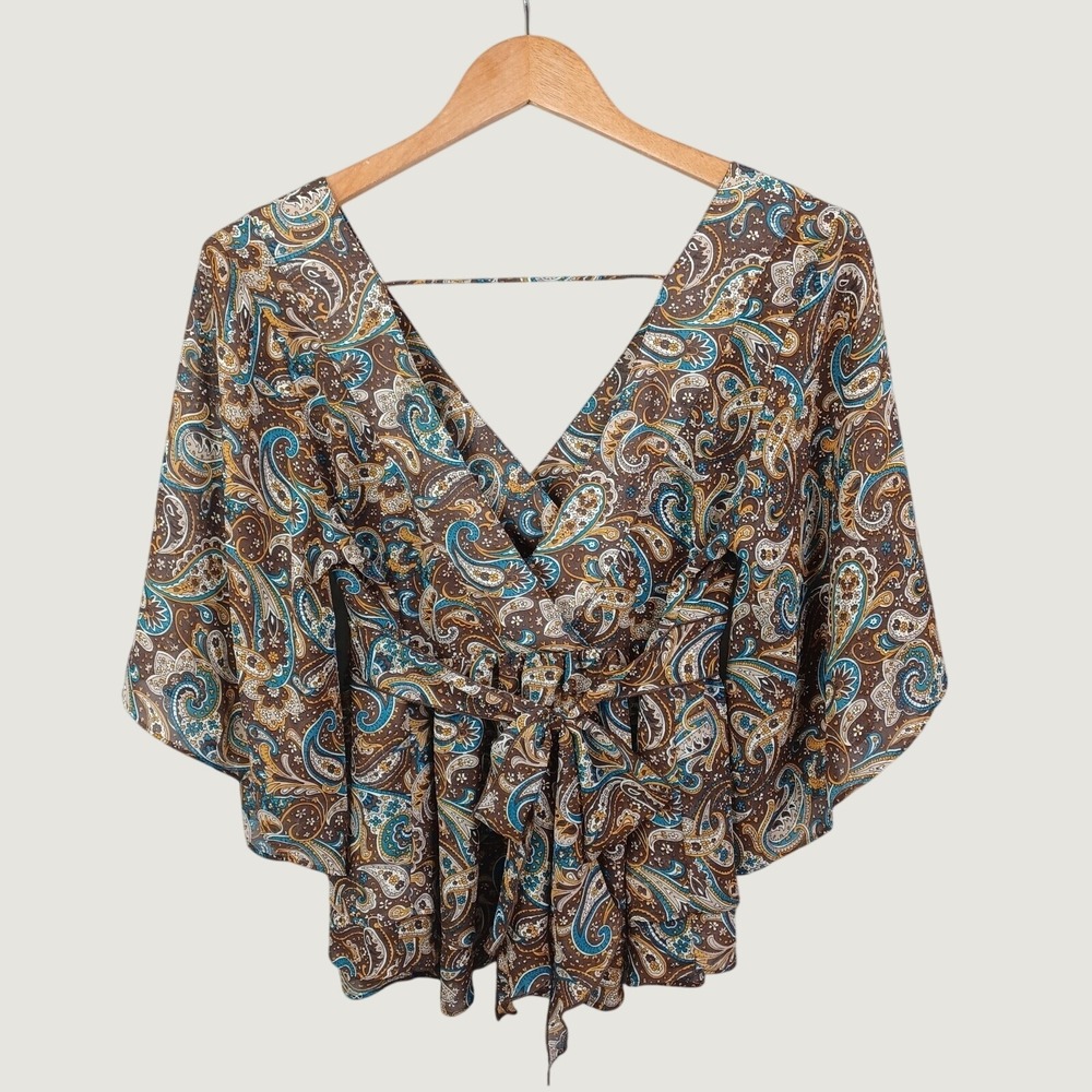 Vintage Y2K Metro7 Baby Doll Top Womens M Empire Boho Coquette Tiered Dark Fairy